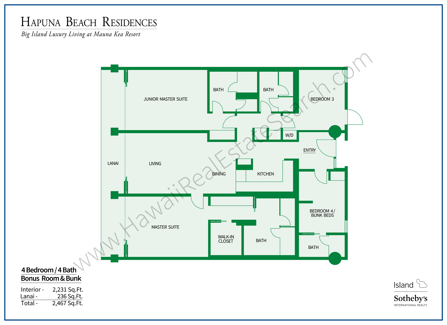 4 bedroom hapuna beach residence floorplan